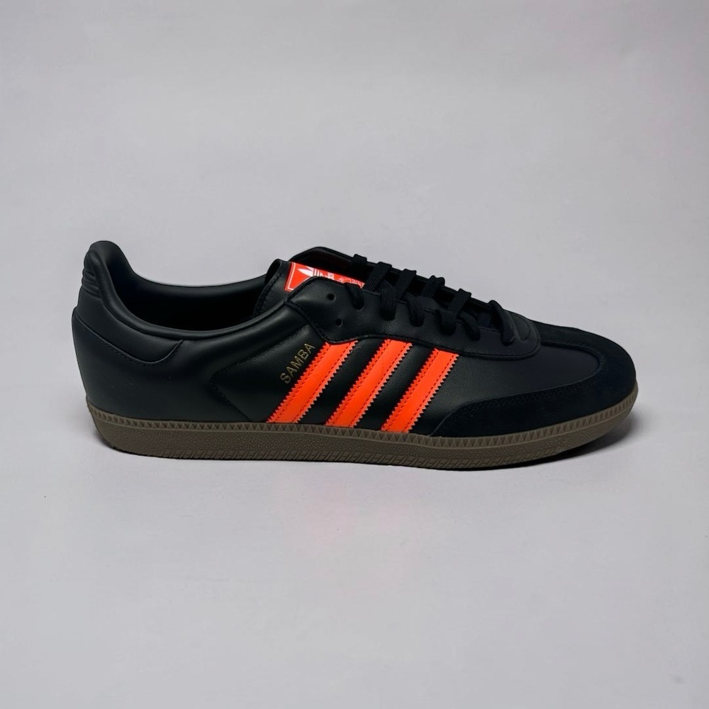 adidas Samba OG Core Black Impact Orange Gum Mens Shoes Size 14 Sneakers JR0910 - Picture 2 of 14